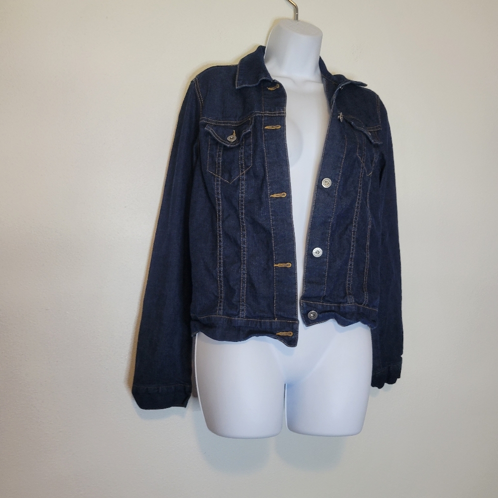 Theory blue denim stretchy button Jacket  Size S